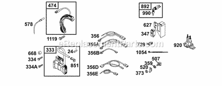 Electrical Diagram and Parts List for 135202-0253-01  Briggs and Stratton Engine